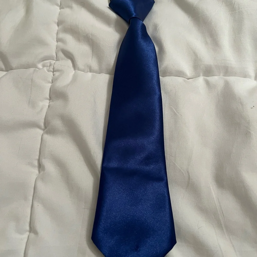 Elegant BOYS Royal Blue Satin Necktie Tie around neck formal wedding